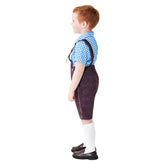 Children‘s Blue Plaid Shirt Beer Strap Pants Cosplay Costume Outfits Halloween Carnival Party Disguise Suit